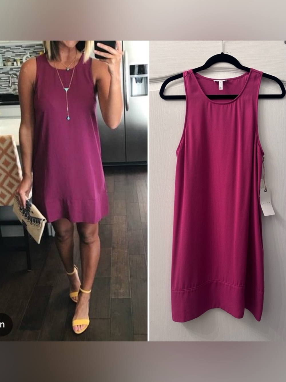 Leith Magenta Sleeveless Shift Mini Dress S